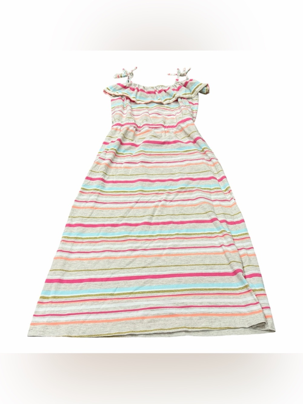 Crazy 8 Girls Striped Maxi Summer Dress Size 7-8, Ruffle Accent